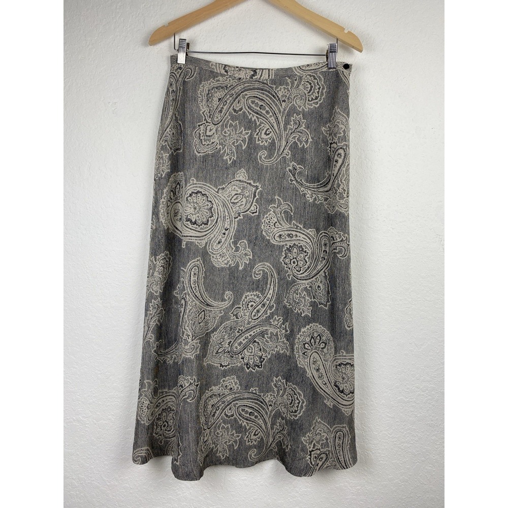 Vtg Jones 12 100% Silk Maxi Skirt Paisley A Line Whimsigoth Witchy Romantic Boho